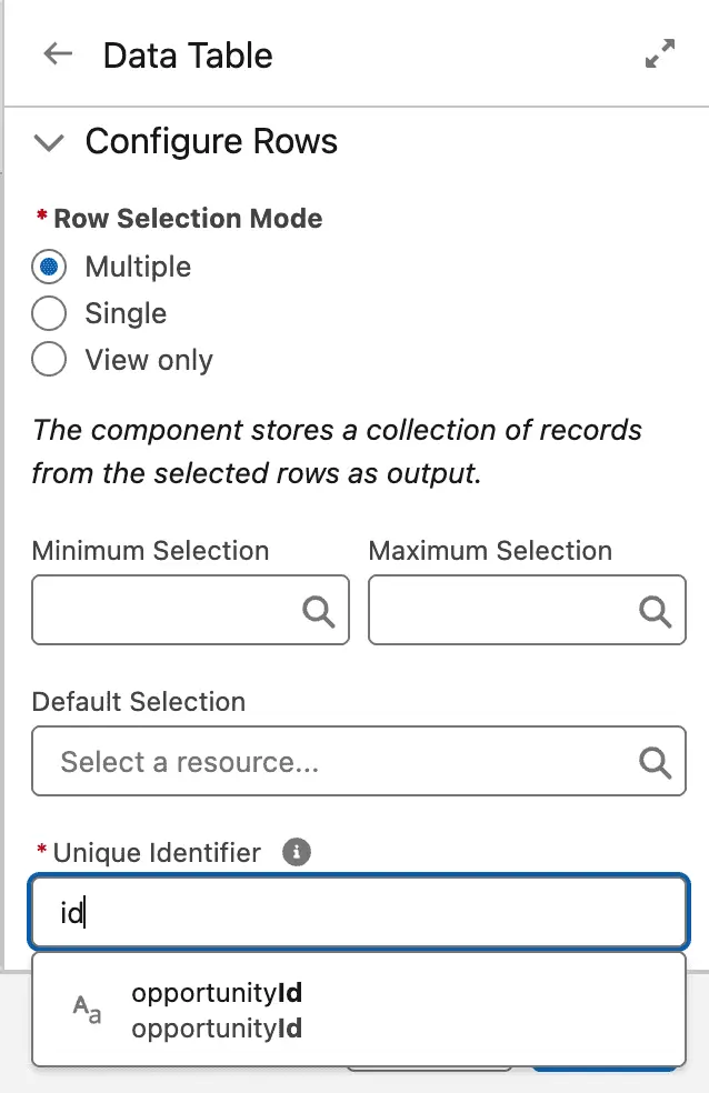 Configure Rows in Data Table in Screen Flow