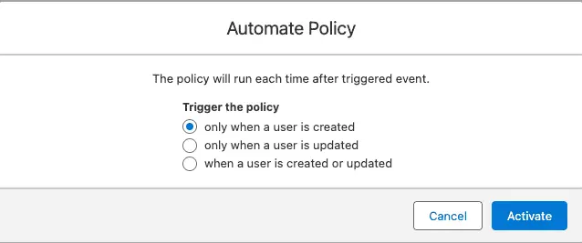 Add User Trigger Type in User Access Policy